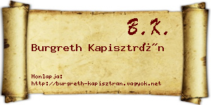 Burgreth Kapisztrán névjegykártya